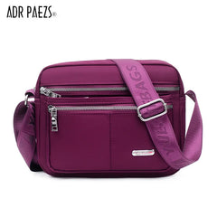 Waterproof Nylon Shoulder Bag for Women Zipper Purses Crossbody Bag
