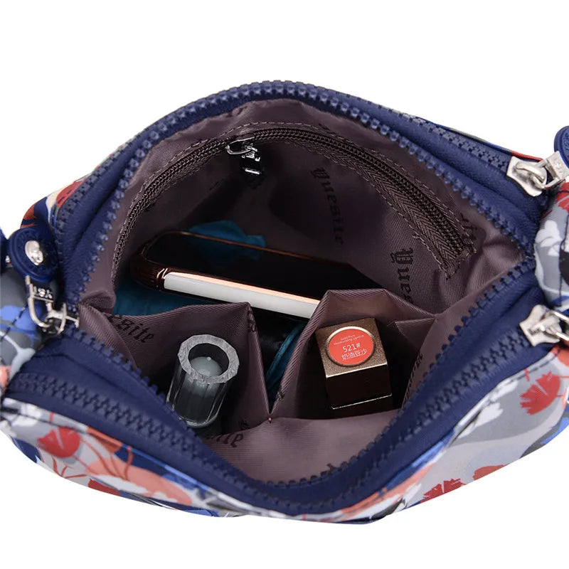 Flower Print Vintage Women Crossbody Bags Large Capacity Travel Bag