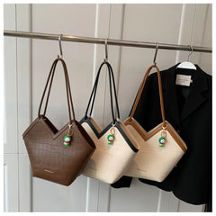 Women's PU Large Capacity Tote Bag - Shoulder Messenger Handbag