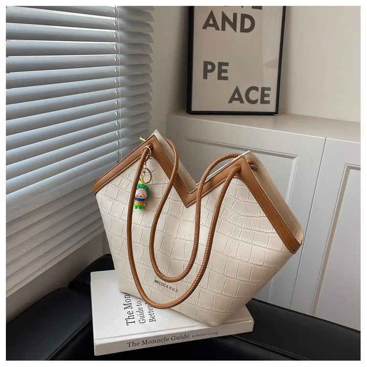 Women's PU Large Capacity Tote Bag - Shoulder Messenger Handbag