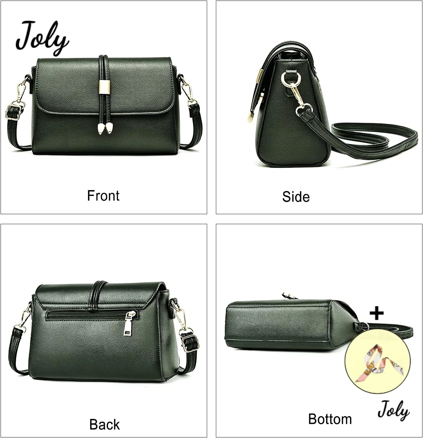 Green Women's Shoulder Crossbody Bag Waterproof PU Leather