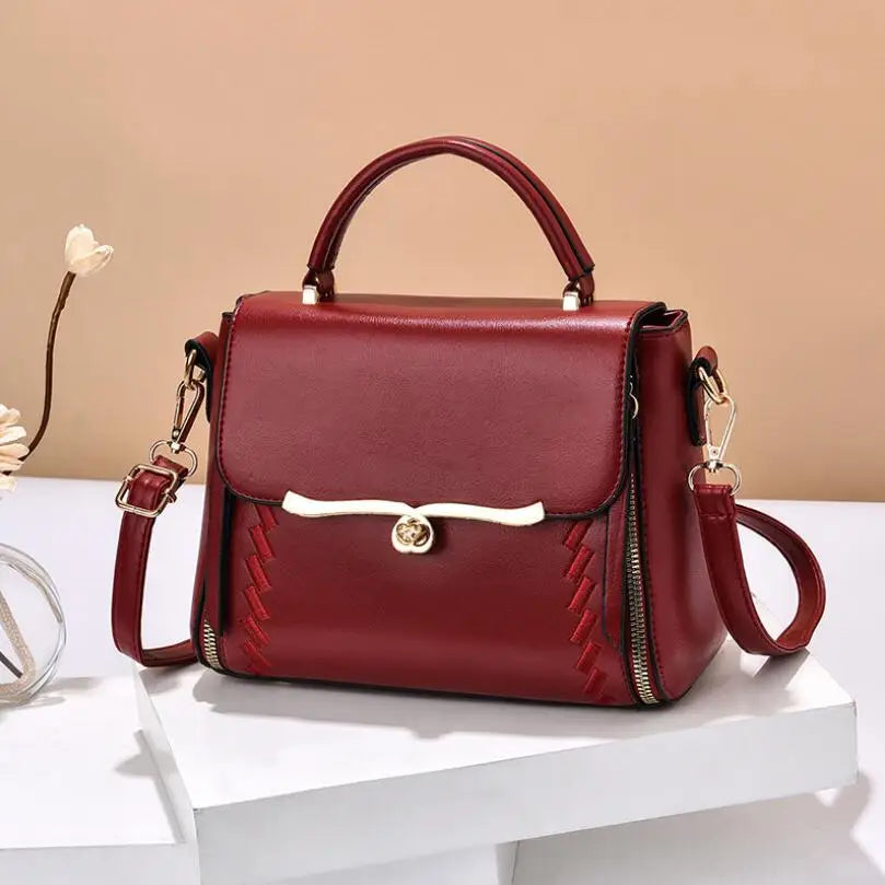 Small Square Shoulder Bag Lock Messenger Bag Women's Handbag