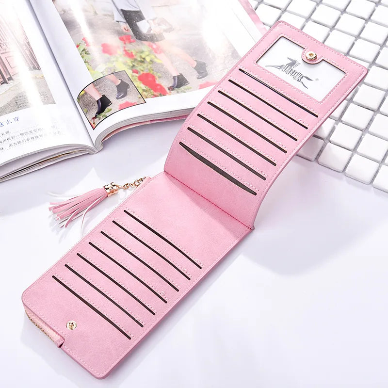 Retro Long Wallet Matte Leather Zipper Phone Wallet