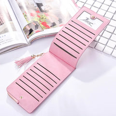 Retro Long Wallet Matte Leather Zipper Phone Wallet