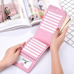 Retro Long Wallet Matte Leather Zipper Phone Wallet