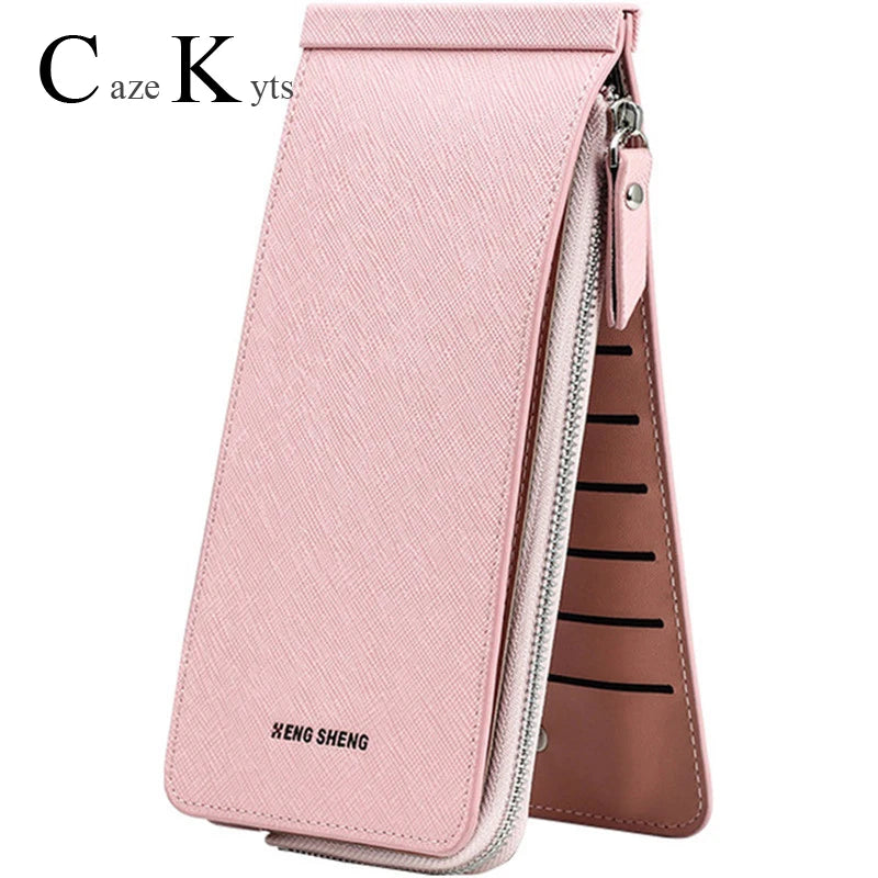 Long Wallet with Zipper, Multi-Card Slots, European/American Style