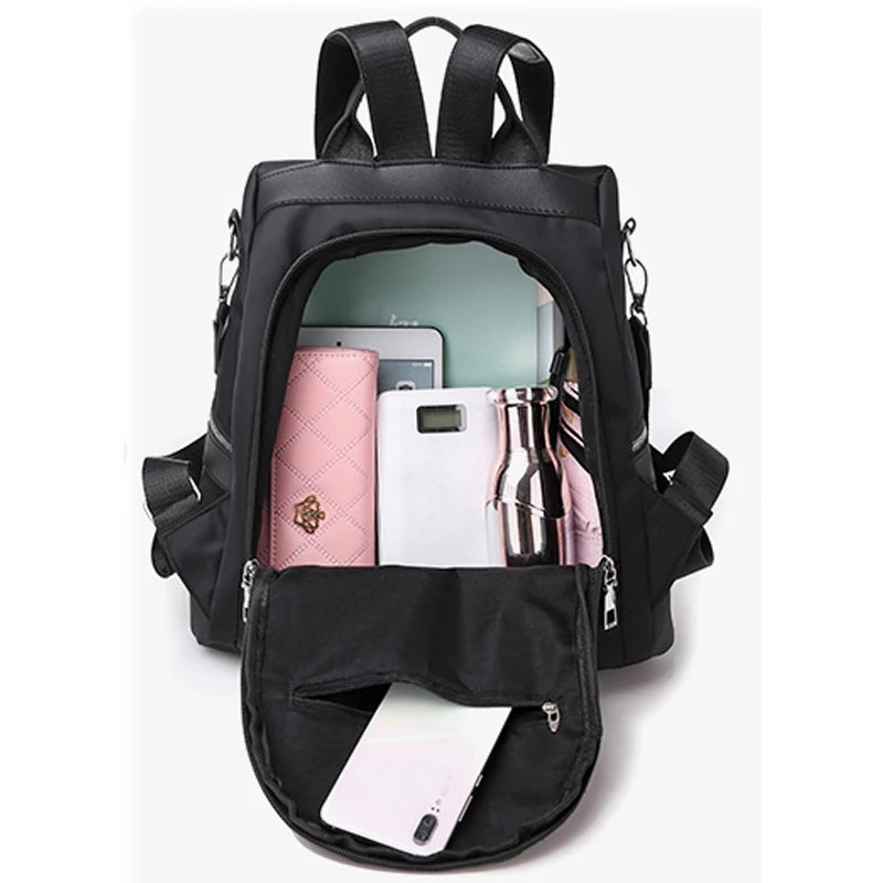 Vintage High Leather Backpack Women's School Bag