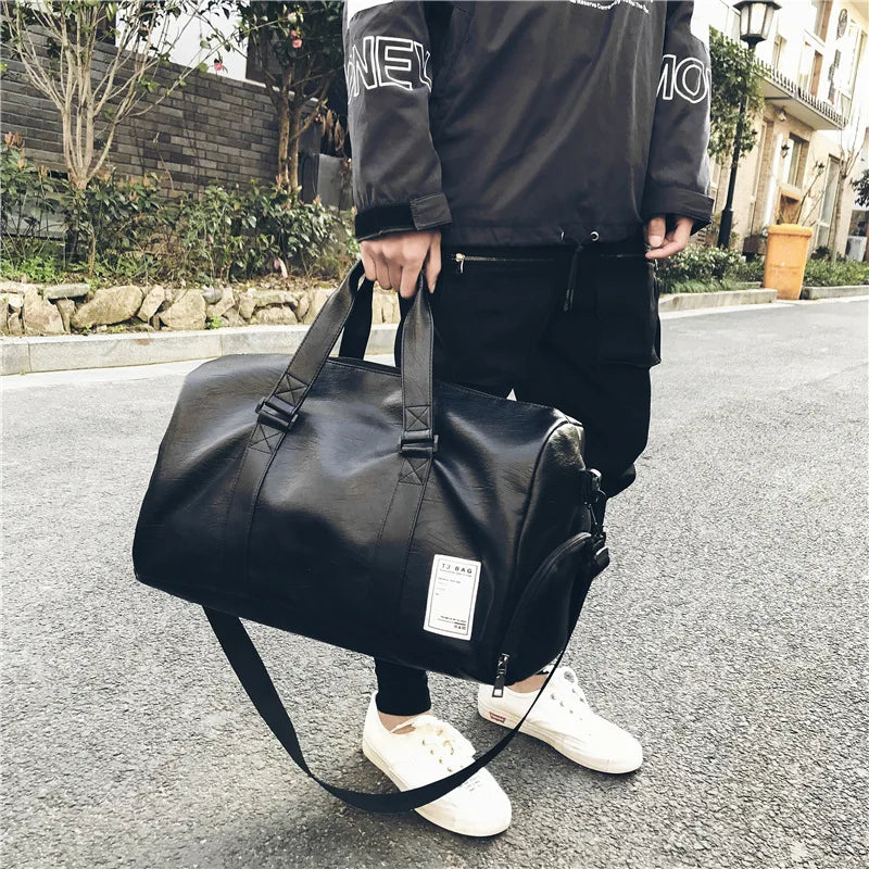 Large-Capacity PU Handbag Waterproof Travel Sports Bags Business Luggage
