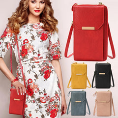 Large Capacity PU Mobile Phone Bag Ladies Handbag Single Zipper Vertical Crossbo