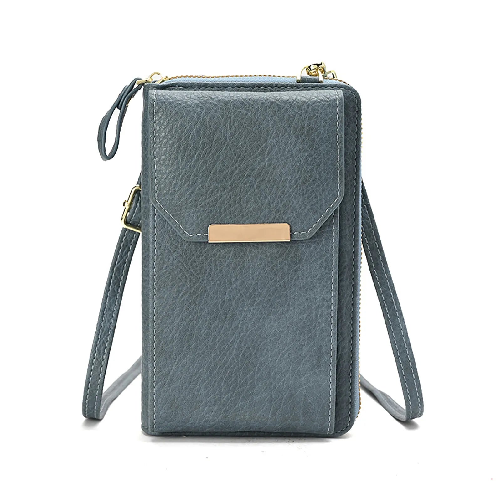Large Capacity PU Mobile Phone Bag Ladies Handbag Single Zipper Vertical Crossbo