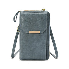 Large Capacity PU Mobile Phone Bag Ladies Handbag Single Zipper Vertical Crossbo