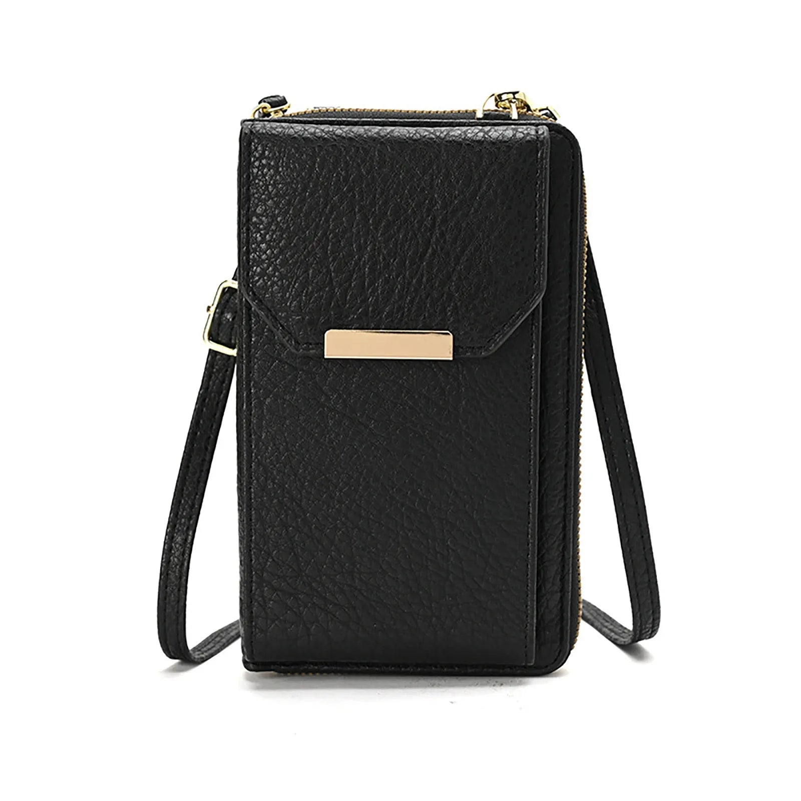 Large Capacity PU Mobile Phone Bag Ladies Handbag Single Zipper Vertical Crossbo