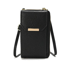 Large Capacity PU Mobile Phone Bag Ladies Handbag Single Zipper Vertical Crossbo