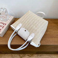 Large Capacity Women Shoulder Bag Straw Handbags Casual Vacation