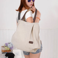 Large Capacity Women Shoulder Bags Canvas School Book Bags For Teenage Girls