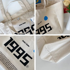 Large-capacity Canvas Women's Shoulder Bag Fresh and Sweet English Shopping Bag