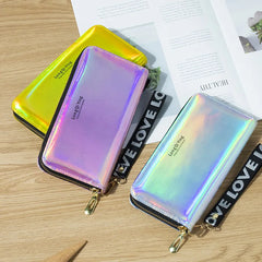 Laser Holographic Long Wallet Women Clutch Zipper Purses Phone Purse