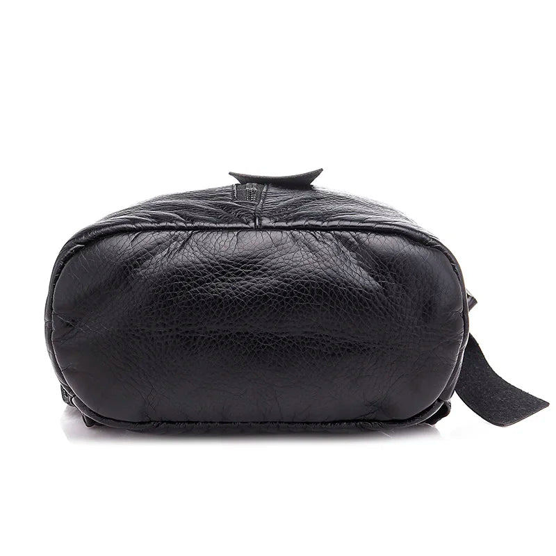 Leather Backpack Mochila Women Big Zipper Backpack Student Bag