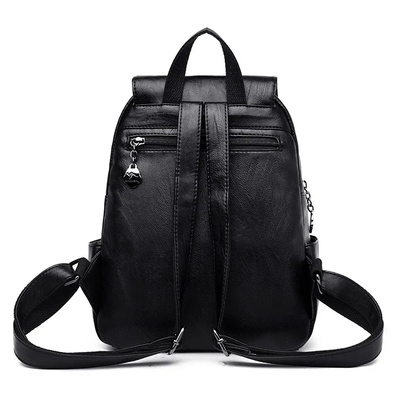 Soft Leather Women Backpack Ladies Large Capacity All-Match Backpack