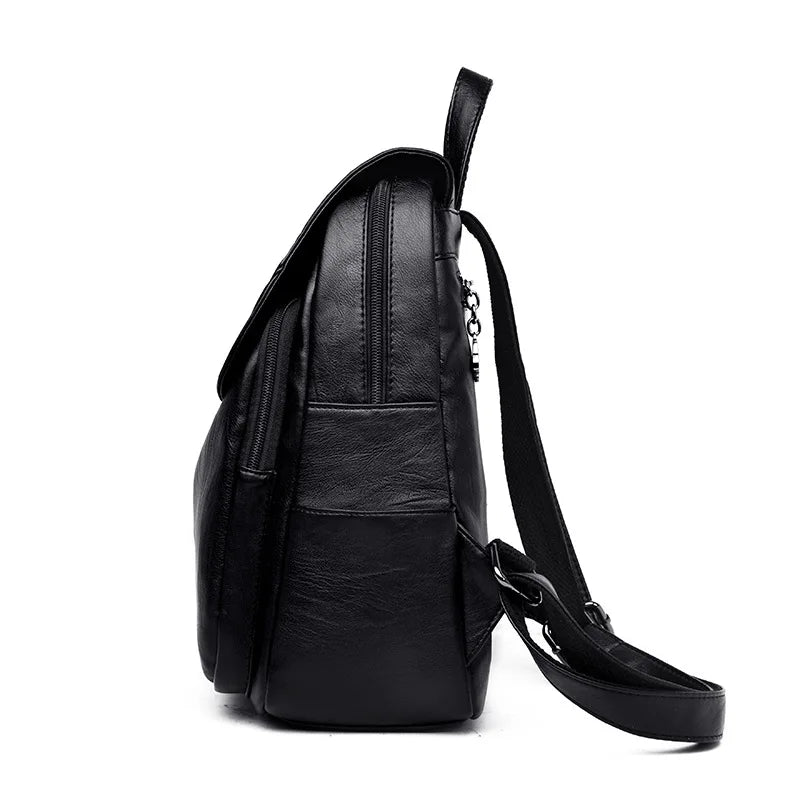 Soft Leather Women Backpack Ladies Large Capacity All-Match Backpack