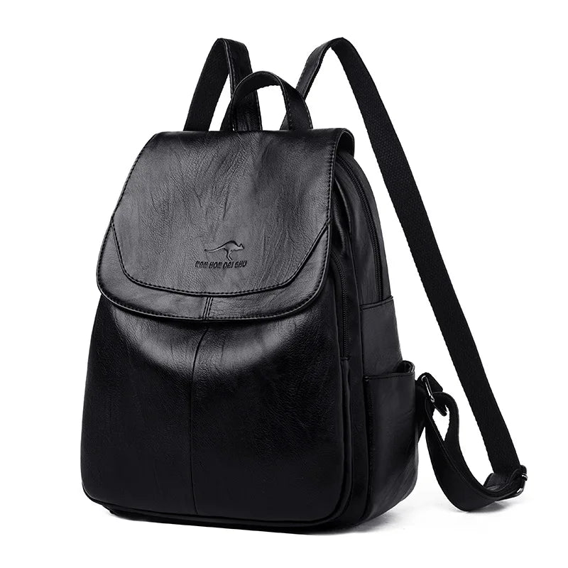 Soft Leather Women Backpack Ladies Large Capacity All-Match Backpack
