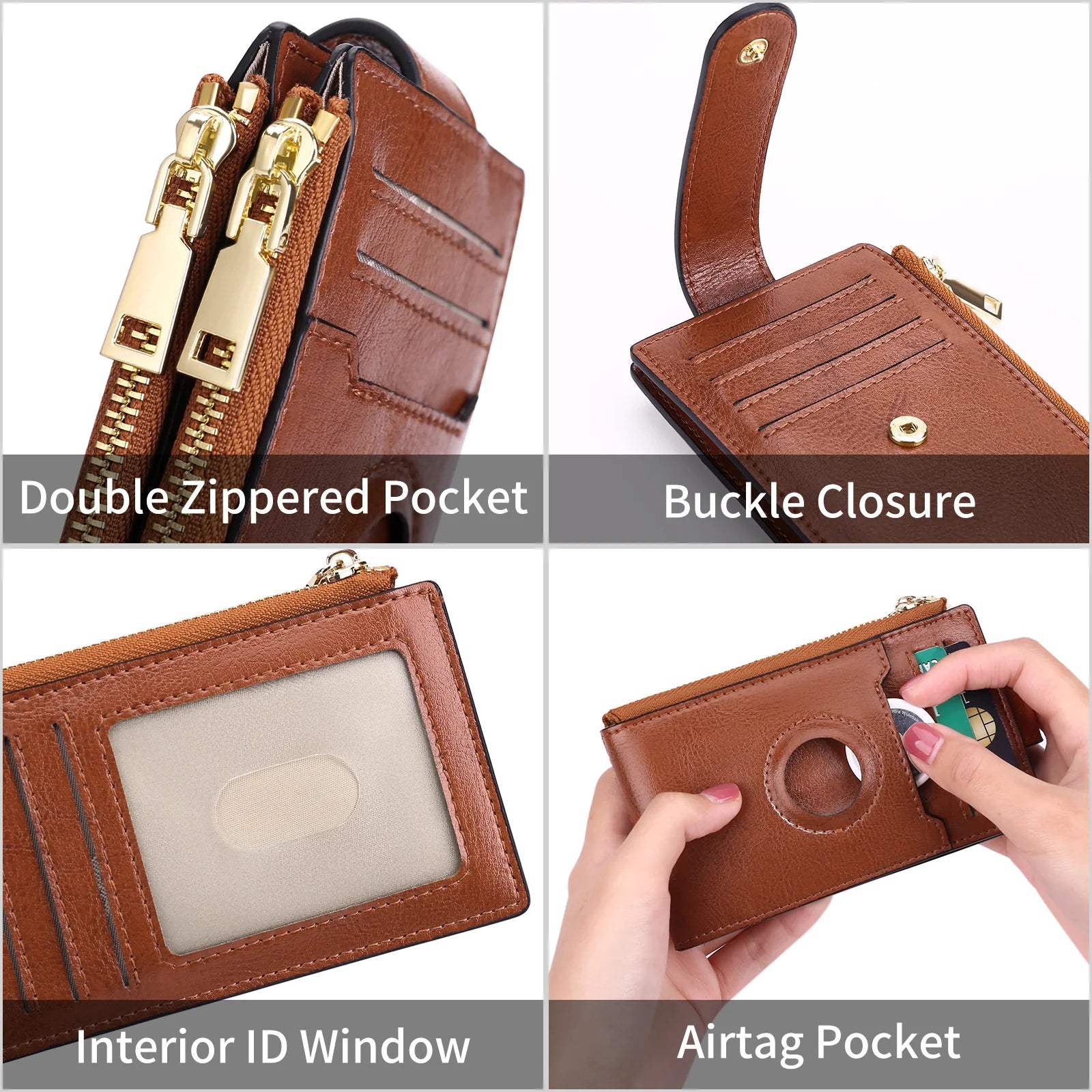 Leather Women's Clip AirTag Tracker Multifunctional