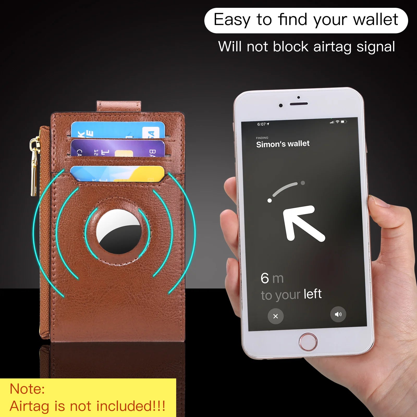 Leather Women's Clip AirTag Tracker Multifunctional
