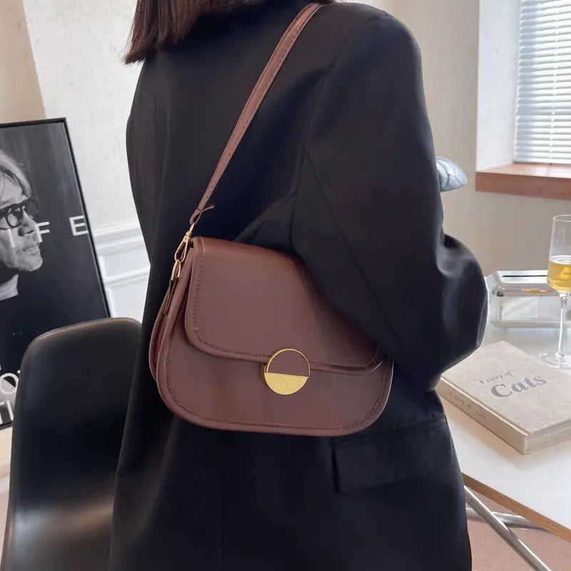 Leisure Texture Shoulder Bag Lady Handbag Tote Solid