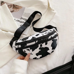 Leopard Pattern Chest Bag Messenger Bag Ladies Striped Sports Waist Bag