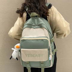 Letters Embroidery Nylon Women Backpack Female Panelled Insert Travel Bag