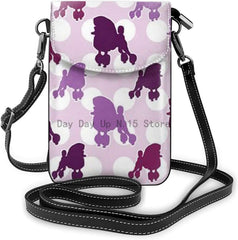 Purple Poodle Polka Dot Crossbody Bag for Women