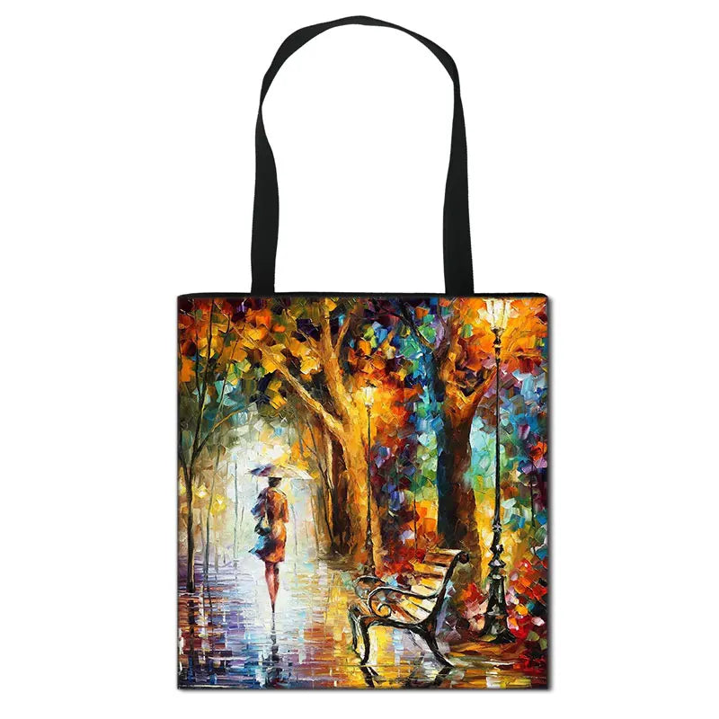 London Landscape Casual Totes Bag Women Eiffel Tower Ladies Handbag