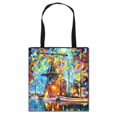 London Landscape Casual Totes Bag Women Eiffel Tower Ladies Handbag