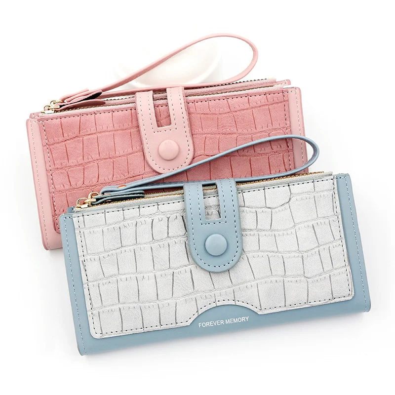Long Women's Wallet Stone Pattern PU Large Capacity Handbag