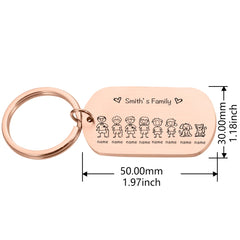 Family Name Engraved Keychain for Parents Children - Gift Keyring Bag Charm