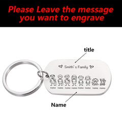 Family Name Engraved Keychain for Parents Children - Gift Keyring Bag Charm