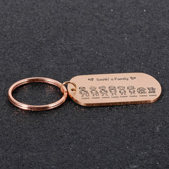Family Name Engraved Keychain for Parents Children - Gift Keyring Bag Charm