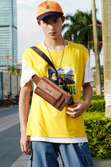 Men Leather Waist Bag Chest Bag Casual Belt Sling Crossbody Bags