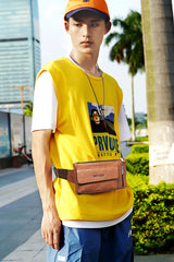 Men Leather Waist Bag Chest Bag Casual Belt Sling Crossbody Bags