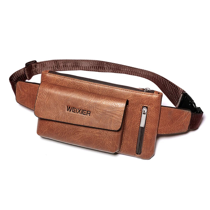Men Leather Waist Bag Chest Bag Casual Belt Sling Crossbody Bags