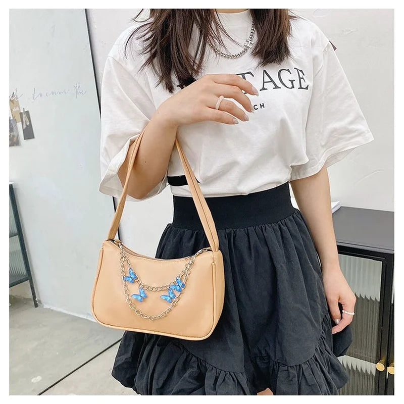 Women Butterfly Chain Shoulder Bag - Candy Armpit Bag