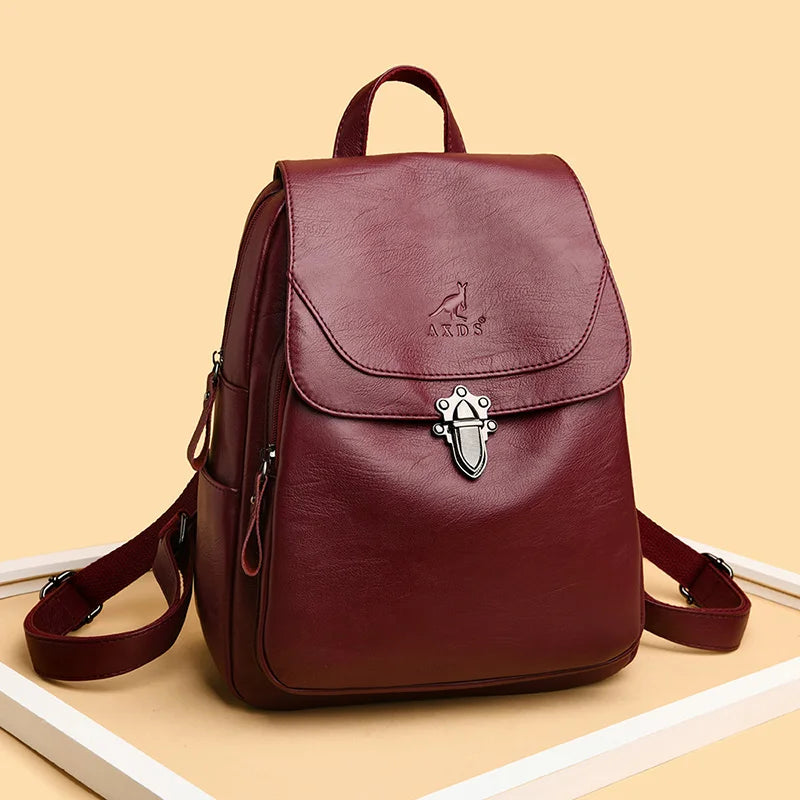 Soft Leather Women Backpack - School Backpack
