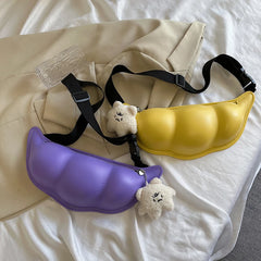 Funny Edamame Belt Bag Leather Shoulder Crossbody Chest Bags
