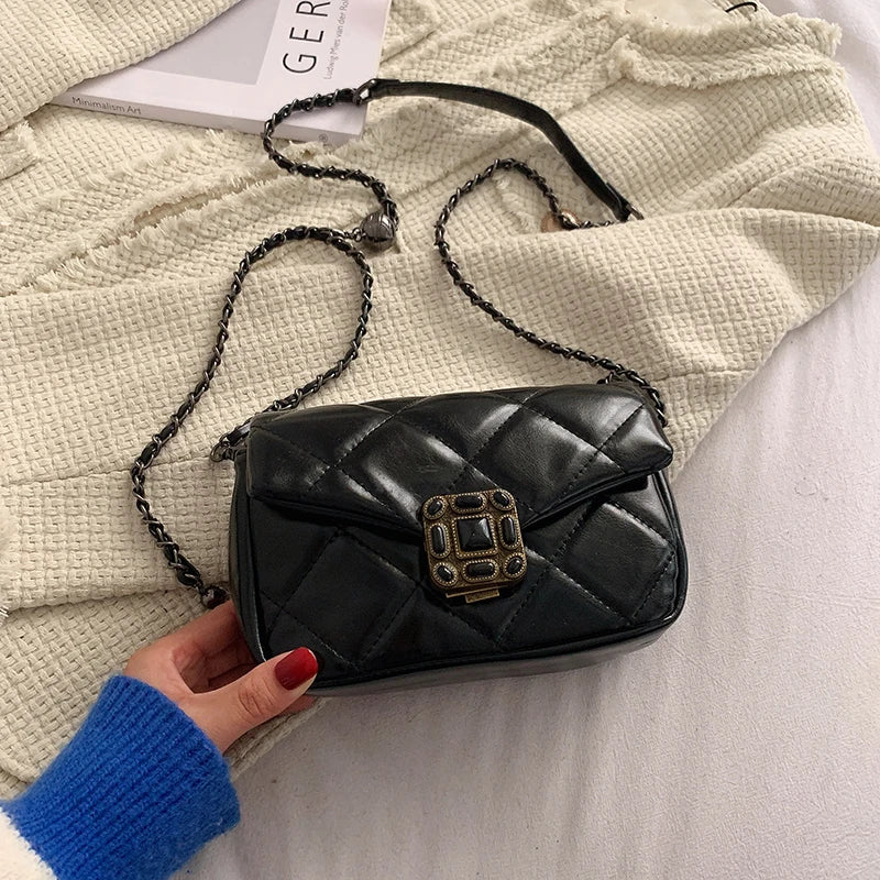 Quilted Diamond Crossbody Chain Handbag