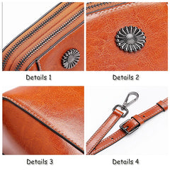 Leather Women's Mobile Phone Bag Single Shoulder Purse Oil Wax Cowhide