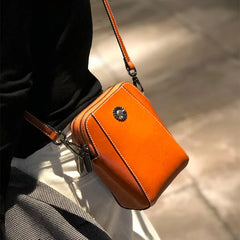 Leather Women's Mobile Phone Bag Single Shoulder Purse Oil Wax Cowhide