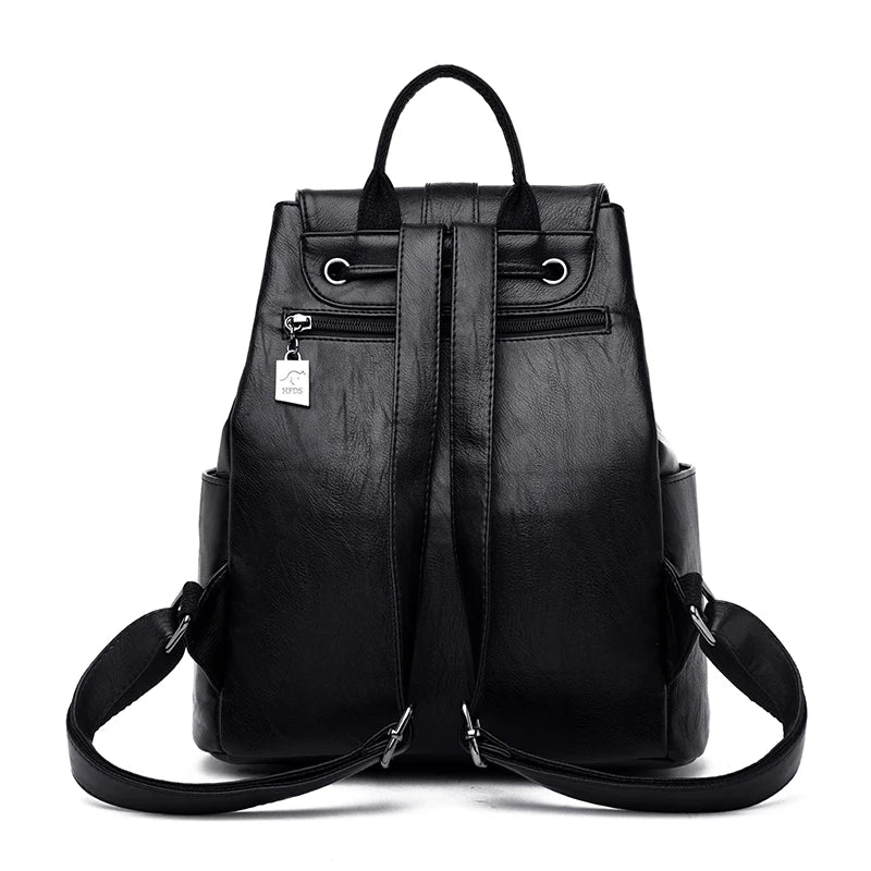 Women Backpack Vintage Travel Soft Leather Backpack Large Capacity Bookbag