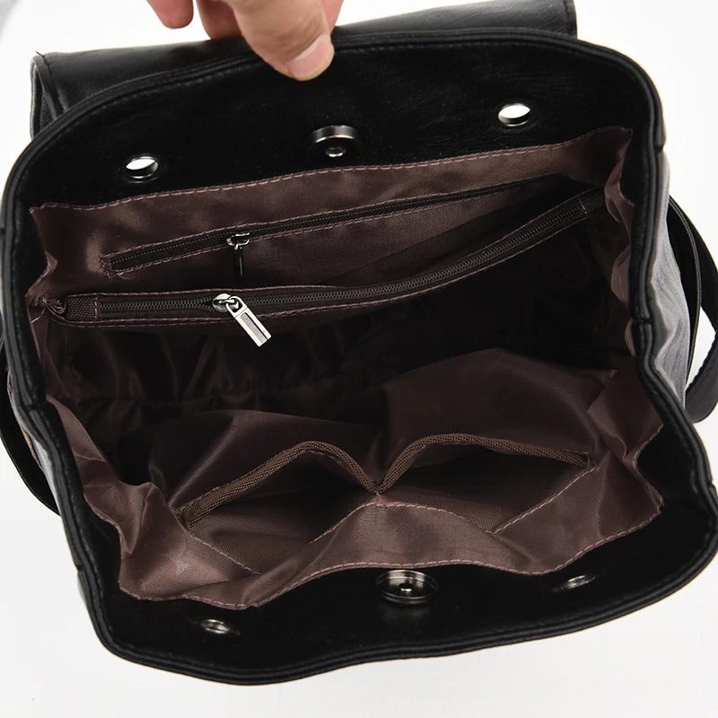 Women Backpack Vintage Travel Soft Leather Backpack Large Capacity Bookbag