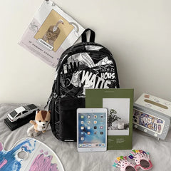 Graffiti Print Backpack School Bag for Teenage Girls Boys
