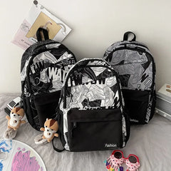 Graffiti Print Backpack School Bag for Teenage Girls Boys